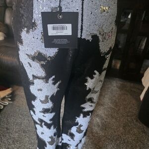 Black & Silver Sequin Statement Leggings